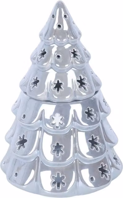 Kingsbury Gifts Silver Fir Tree Oil Burner for Tealights, W/D/H: 12.2 x 12.0 x 12.2 cm – 1