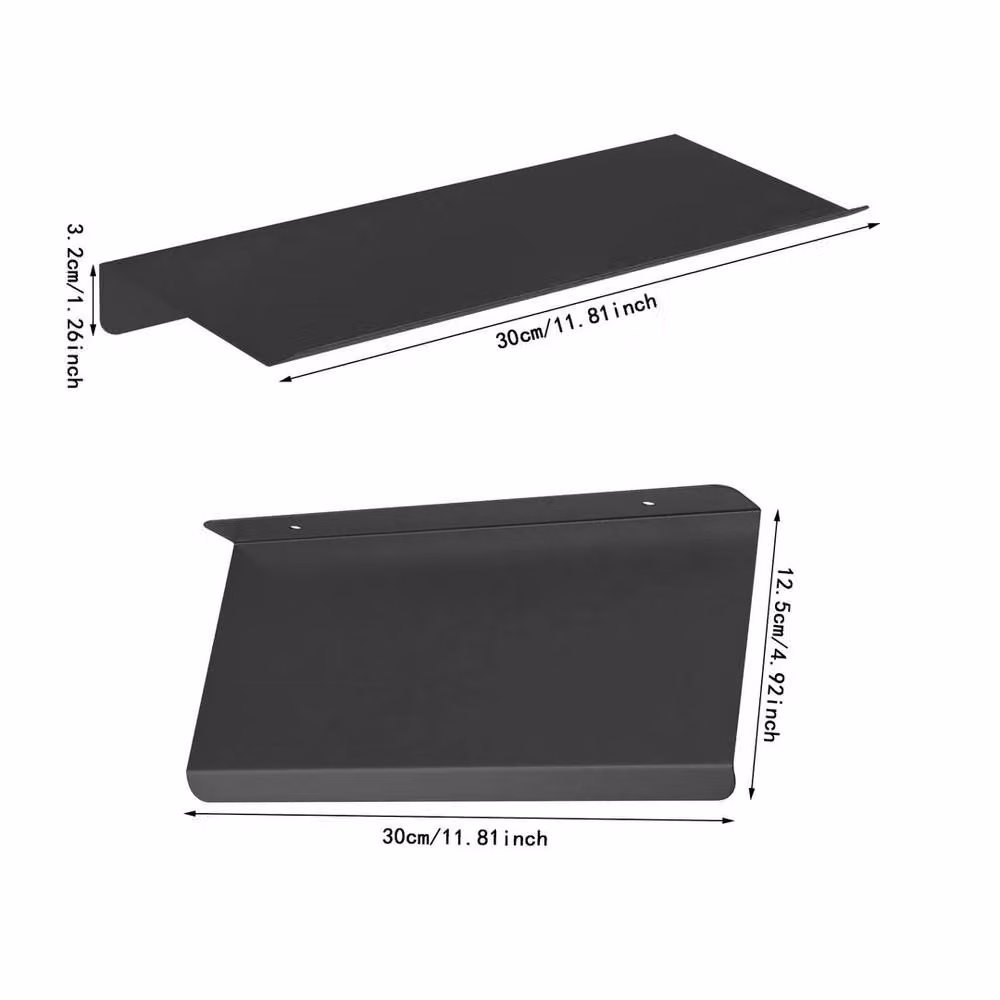 KORVIXA 2-Piece Black Metal Decorative Floating Wall Shelves – 2