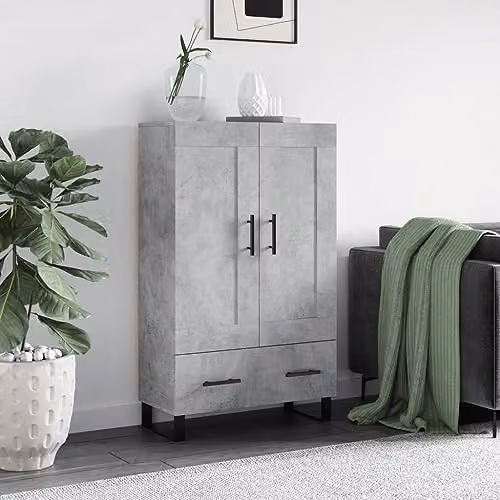 vidaXL Industrial Highboard in Concrete Grey with Hinged Doors and Drawers, W/D/H: 69.5 x 31 x 115 cm – 2