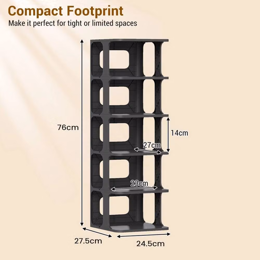 NESTLUNE 6-Tier Stackable Shoe Rack in Black, W: 100 cm, D: 15 cm – 2