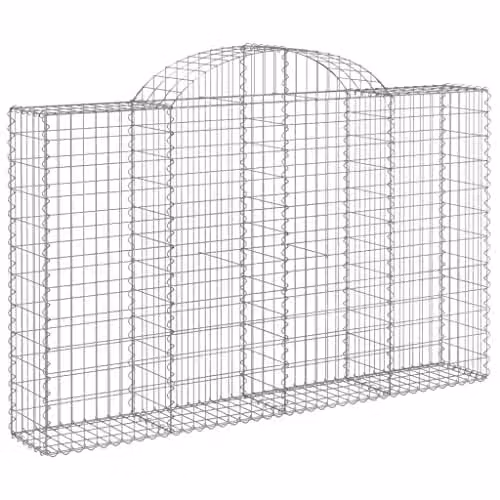 vidaXL Set of 20 Arched Gabion Baskets in Silver Galvanised Steel, W/D/H: 200 x 30 x 120/140 cm – 1