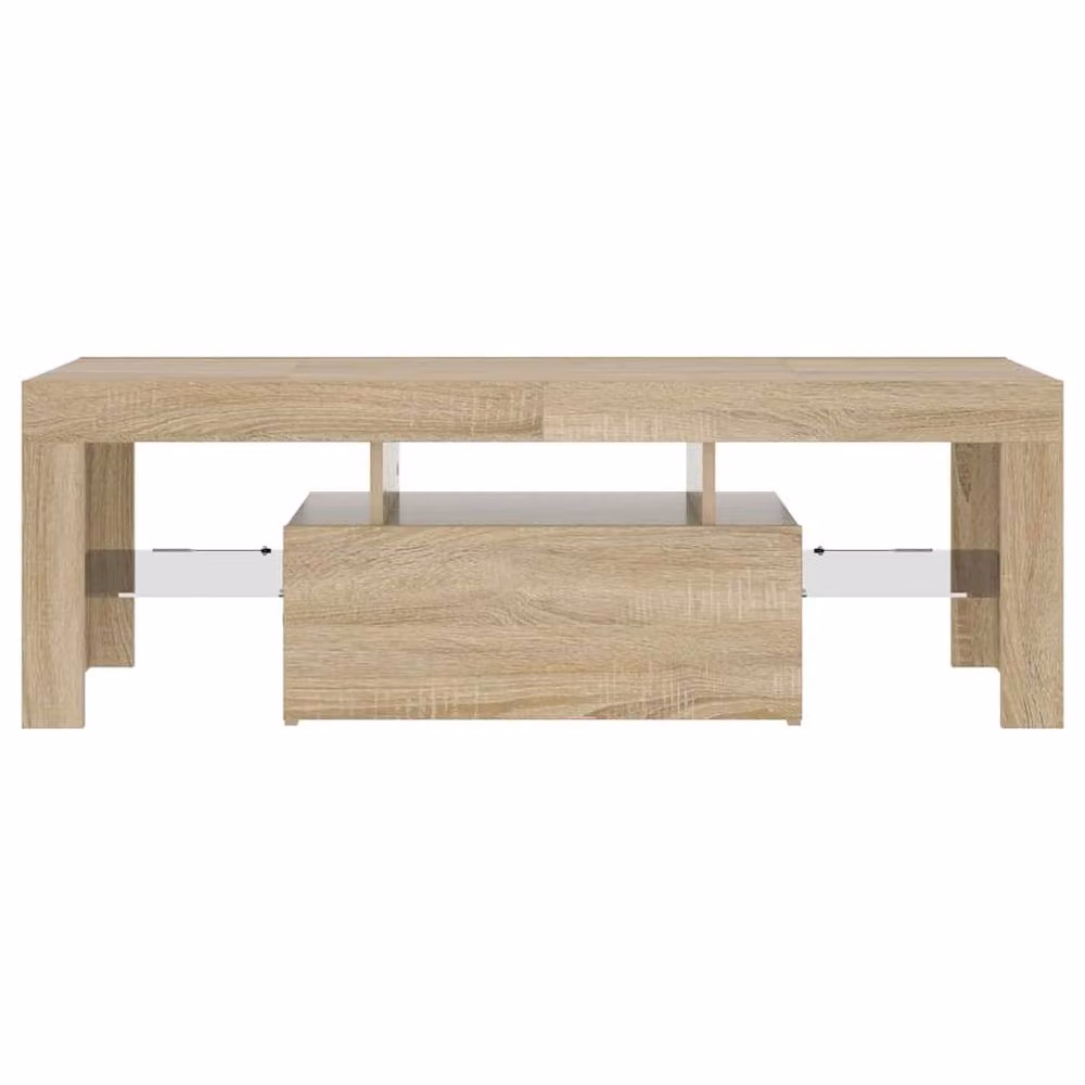 Berkfield Home Modern TV Cabinet with LED Lights in Sonoma Oak and Light Brown, W/D/H: 120 x 35 x 40 cm – 3