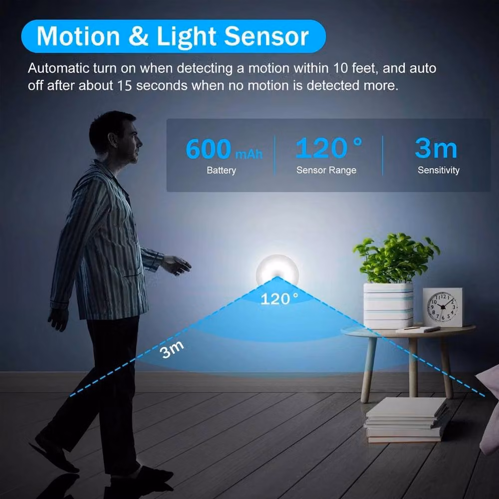 FLAVORA 4 Pack Wireless PIR Motion Sensor LED Night Lights in White – 3