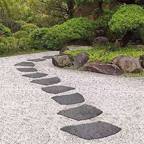 Garden Gear Reversible Eco-Friendly Natural B Effect Ornamental Stepping Stone, Grey Recycled Rubber, W/D: 45 x 45 cm