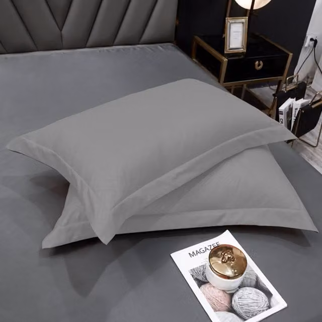 Ezysleep Egyptian Cotton 400 Thread Count Oxford Pillowcase Set, Grey, Pack of 4