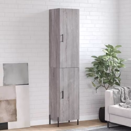 vidaXL Modern Grey Highboard with Hinged Doors and Internal Shelves, W/D/H: 34.5 x 34 x 180 cm – 2