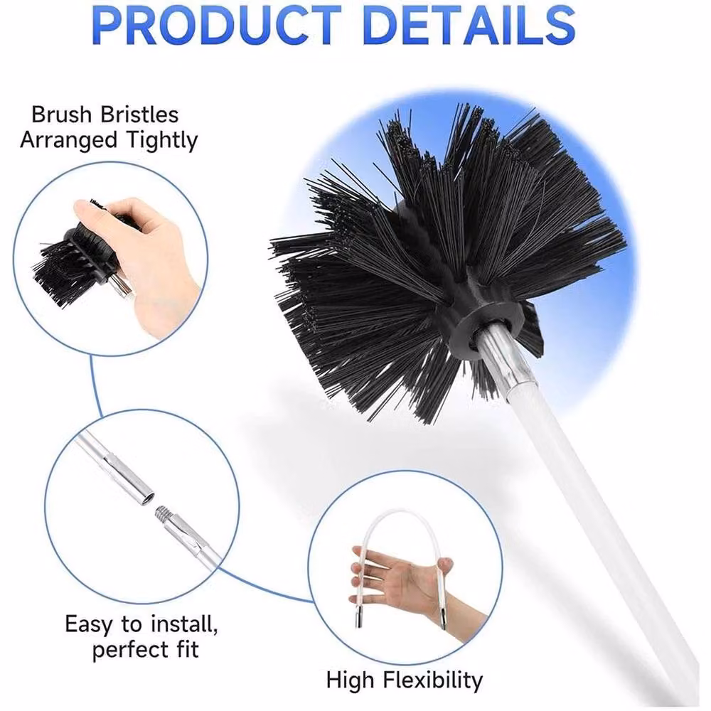 FLAVORA 24 Piece Flexible Chimney Sweep Set with Flue Sweeping Brush in White – 4