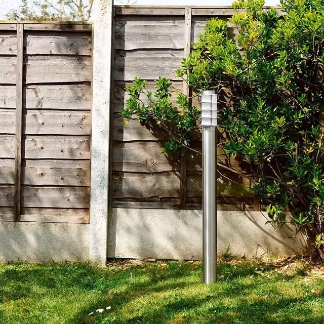 ValueLights Wharf Modern Stainless Steel Outdoor Bollard Lantern Light in Silver – 1