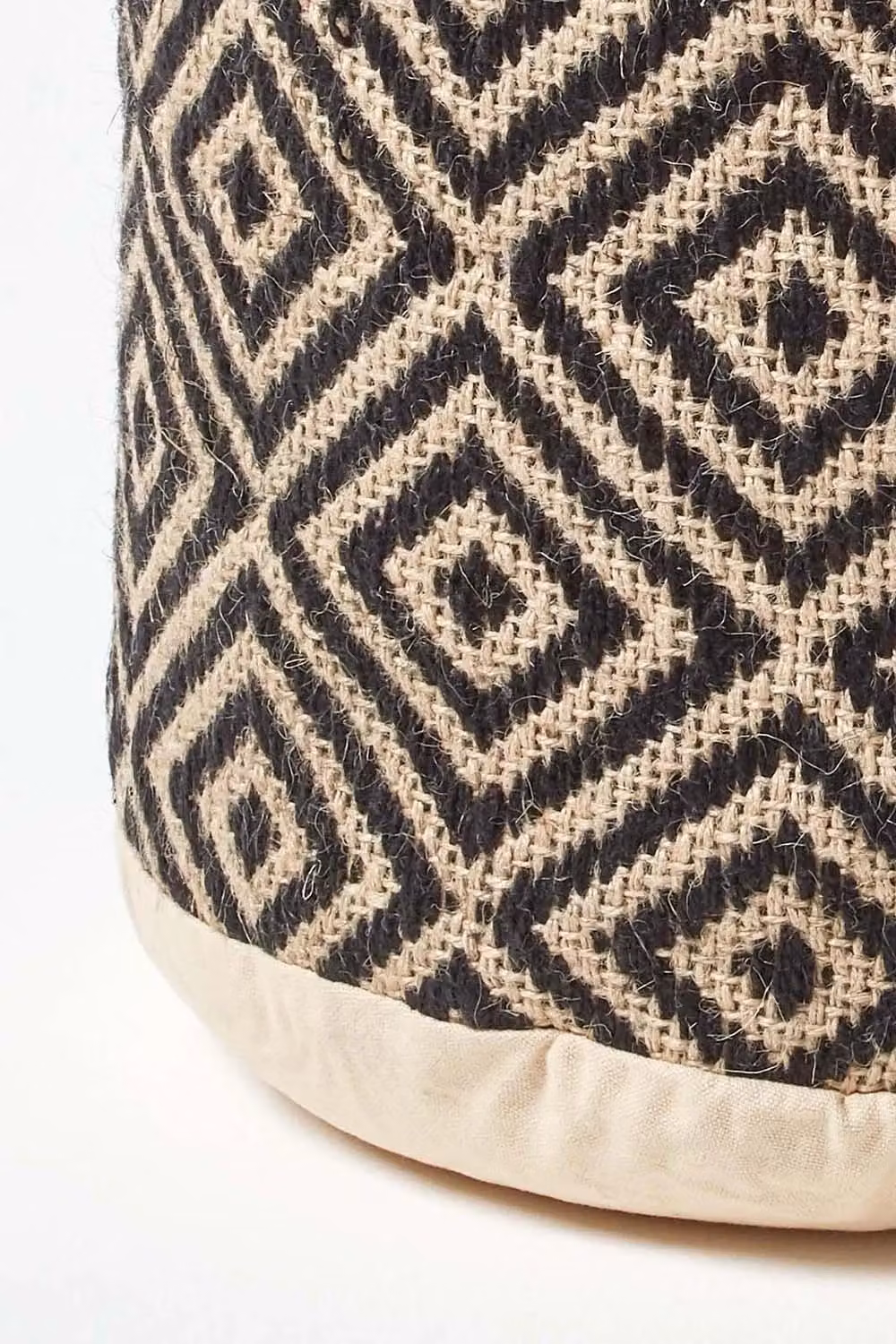 Homescapes Aztec Style Round Jute and Cotton Beanbag Footstool in Black – 3