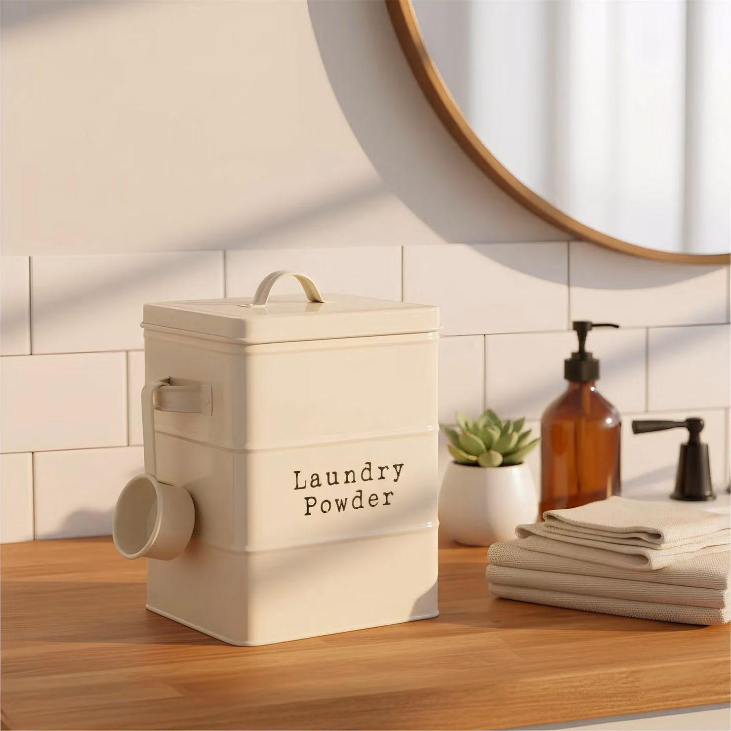 Harbour Housewares Washing Powder Storage Container Tin in White – 6