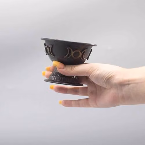 KDMD Antique Copper Triple Moon Ritual Chalice, Black, H 10 x W 8 cm – 2