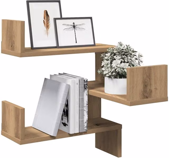Berkfield Home Artisan Oak Wall Corner Shelf, Brown, W/D/H: 40 x 40 x 49.5 cm – 1