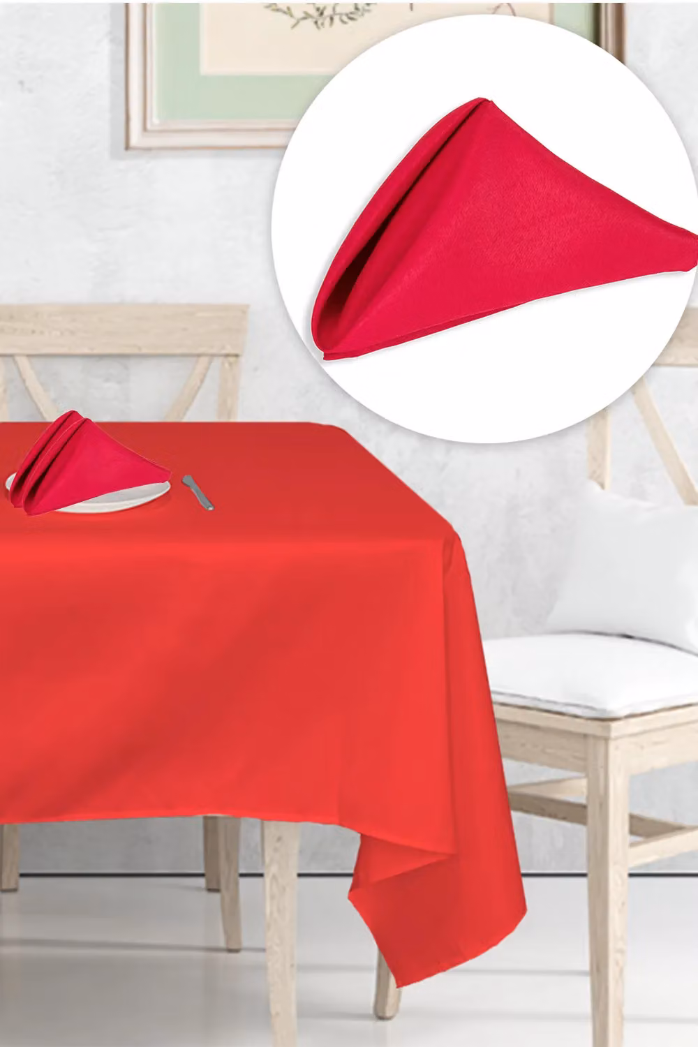 Neel Blue Pack of 10 Red Polyester Napkins with Hemmed Edges – 4