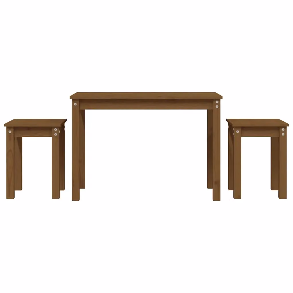 Berkfield Home Nesting Tables, 3 Piece Set in Honey Brown Solid Pine Wood – 2