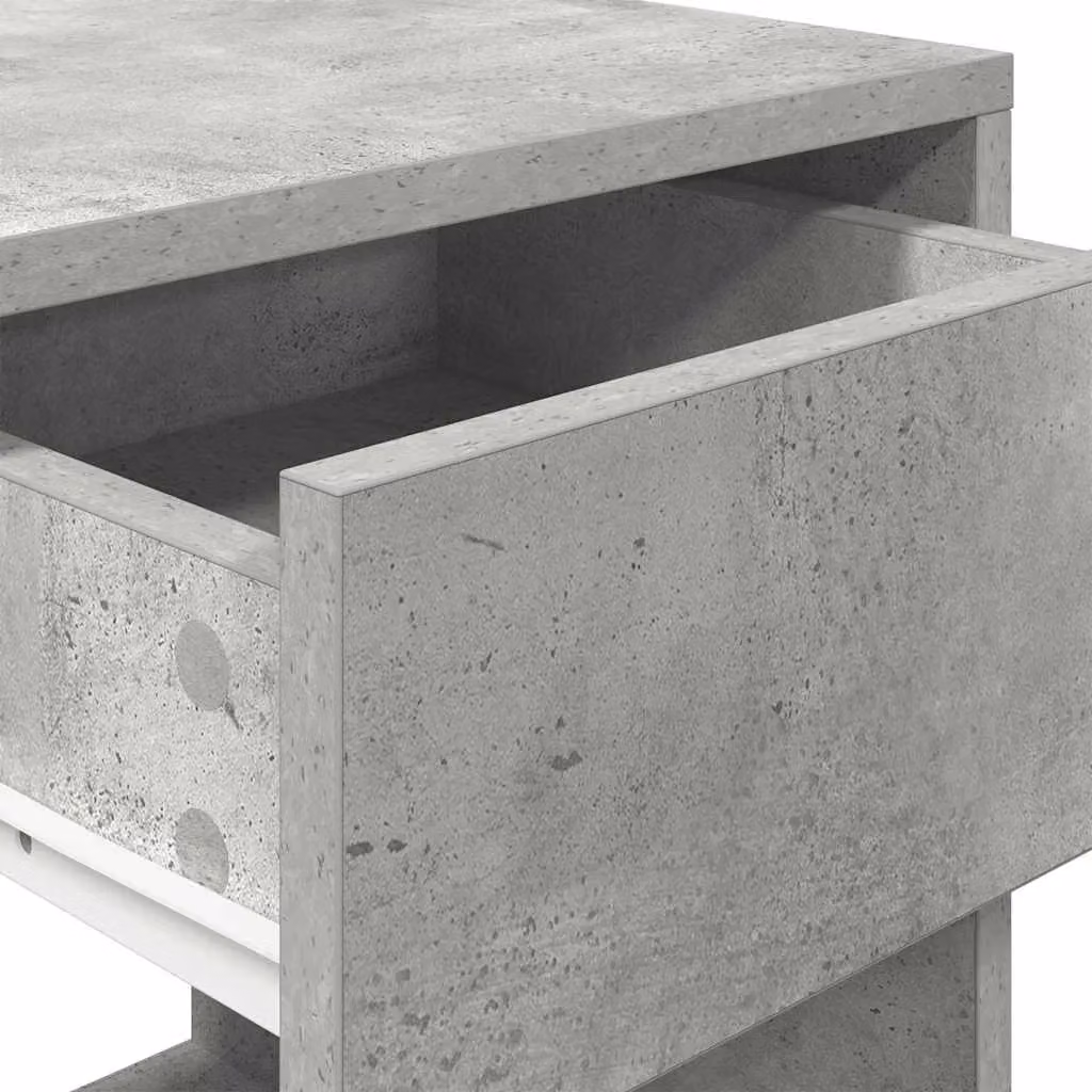 Berkfield Home Set of 2 Modern Bedside Cabinets with Drawer in Concrete Grey, W: 35 cm, D: 34 cm, H: 66.5 cm – 3