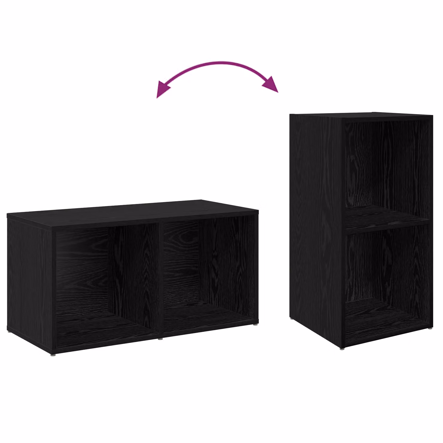 Berkfield Home 2-Piece Black Oak Engineered Wood Cube Storage Set – 3