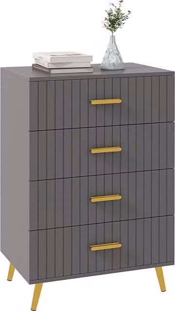 HOMCOM Modern 4-Drawer Bedroom Chest of Drawers with Aluminium Legs in Dark Grey