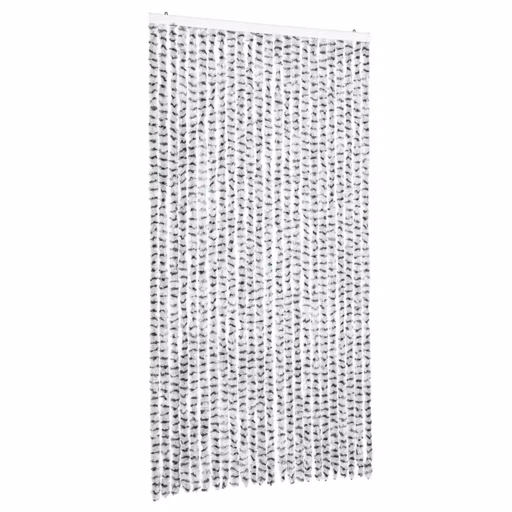 Berkfield Home Chenille Fly Curtain in Light Grey and Dark Grey, W: 100 cm, H: 200 cm – 2