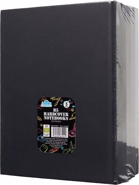 i-doodle essentials Pack of 5 B5 Hardcover Notebooks in Black