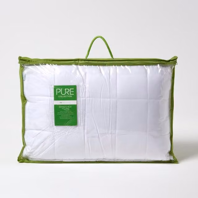 Homescapes Organic Bamboo Pillow for Side Sleepers in White