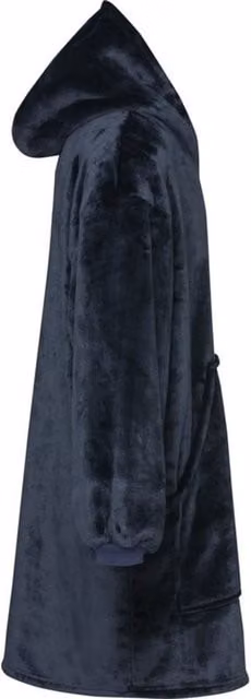 Unisex Adult Denali Hoodie Blanket in Dark Blue with Fleece Lining