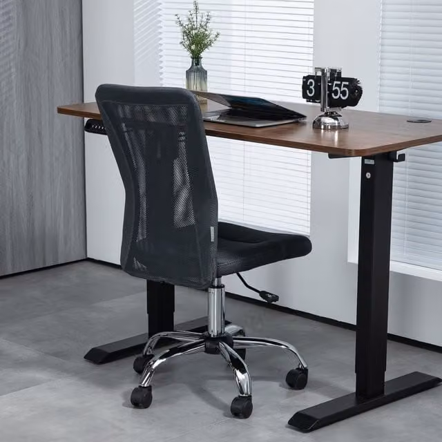 Vinsetto Modern Armless Swivel Task Chair in Grey Fabric with Castors