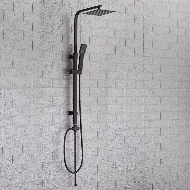Havendro Square Twin Head Shower Kit with Mixer Rail, Hand Shower and Rain Shower Head in Matt Black, W/D/H: 1000 x 400 mm