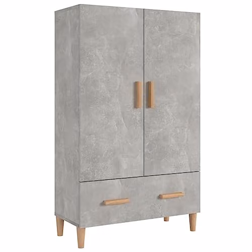 vidaXL Modern Grey Highboard with Hinged Doors and Drawers, W/D/H: 70 x 31 x 115 cm – 1