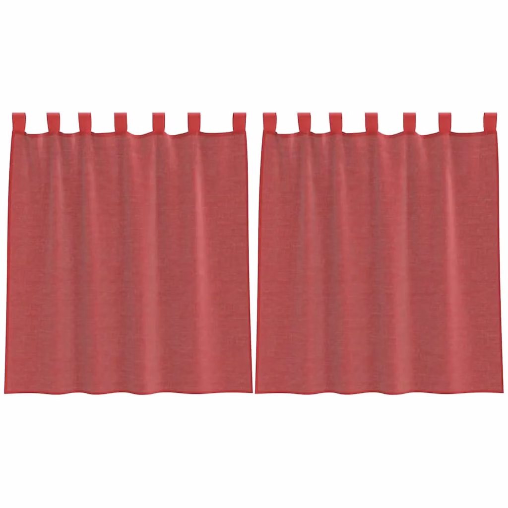 Berkfield Home Wine Red Transparent Voile Fabric Curtains with Rod Pockets, 2 Pack – 2