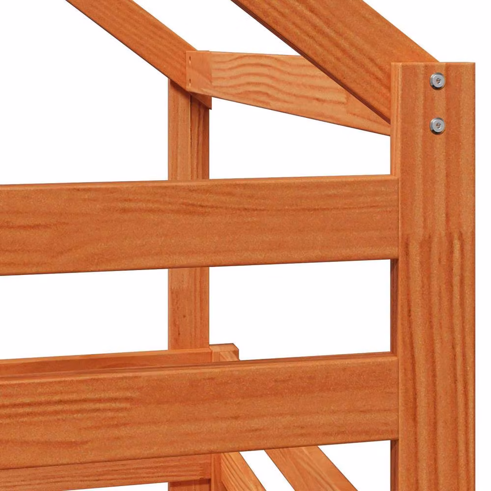 Berkfield Home Loft Bed Frame in Wax Brown Solid Pine Wood W/D/H: 190 x 90 x 90 cm – 3