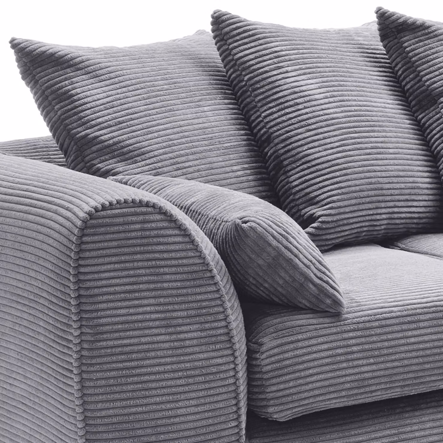 Abakus Direct Large L-Shaped Corner Sofa in Grey Jumbo Cord, Left Facing, W272 x D164 x H90 cm – 4