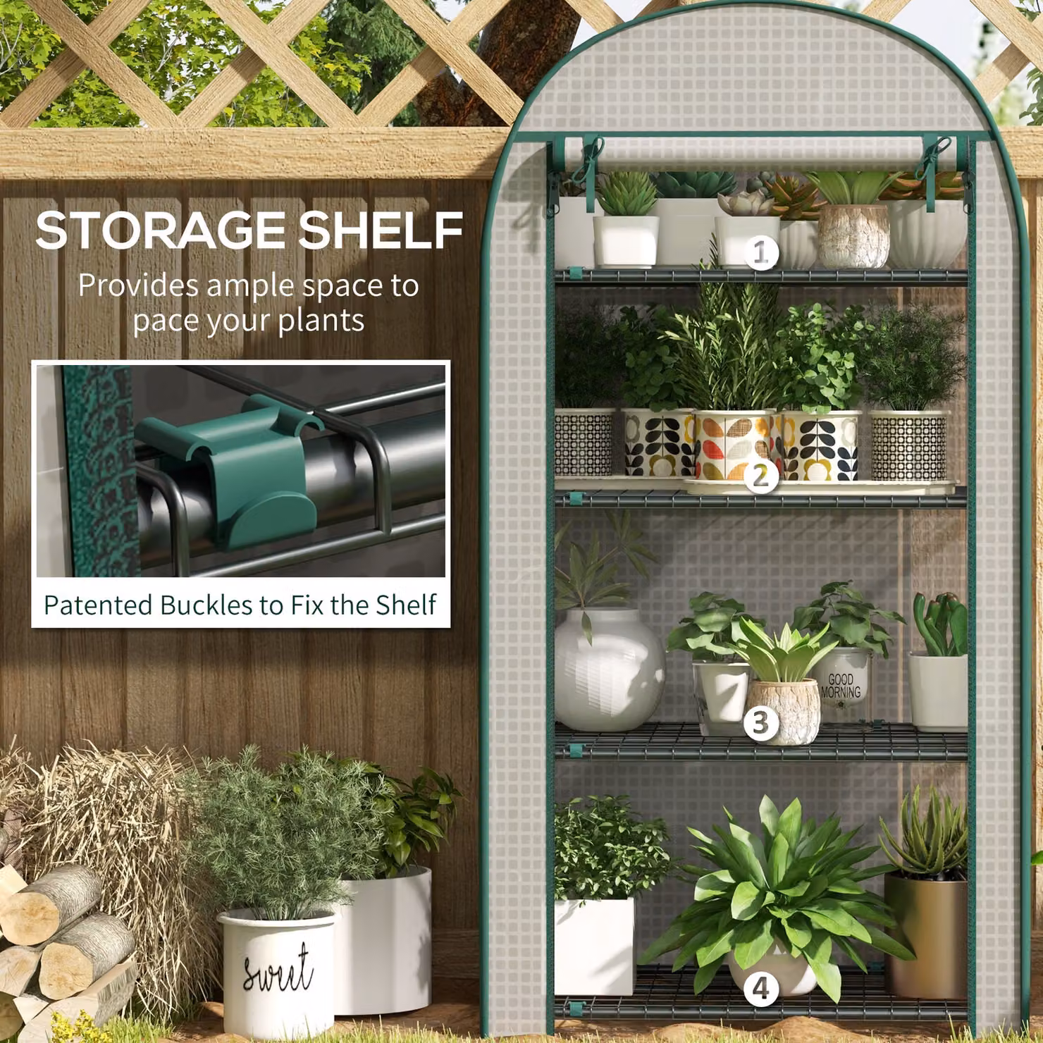 Outsunny Mini Greenhouse with Storage Shelf and Roll-Up Zippered Door, W/D/H: 80 x 49 x 160 cm – 4