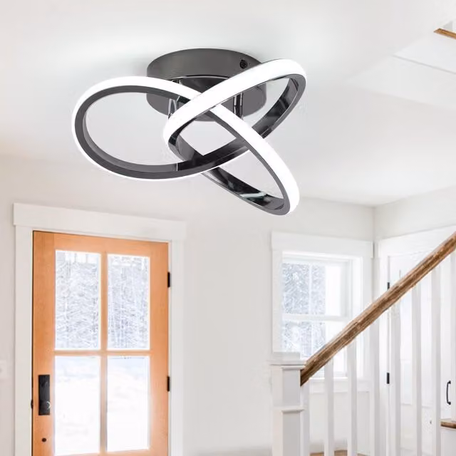 Garwarm Black LED Ring Ceiling Light with 6000k Cool White Illumination – 1