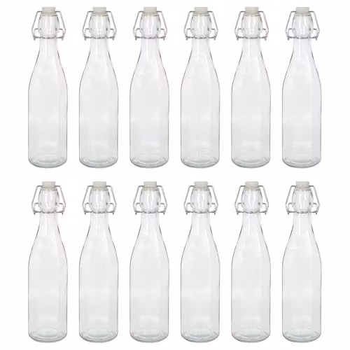 Argon Tableware 520ml Glass Bottles with Swing Top, Clear, Pack of 12 – 1