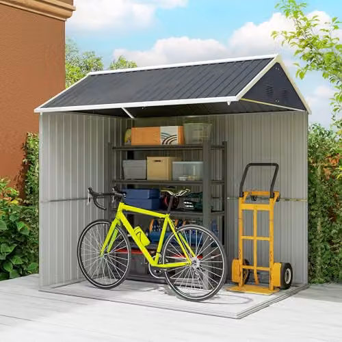 Outsunny Metal Garden Shed with Single Door and Window, Dark Grey – 8