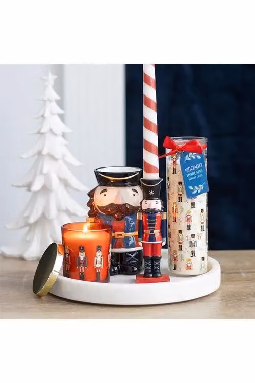 KDMD Nutcracker Print Festive Spice Tube Candle in White – 3