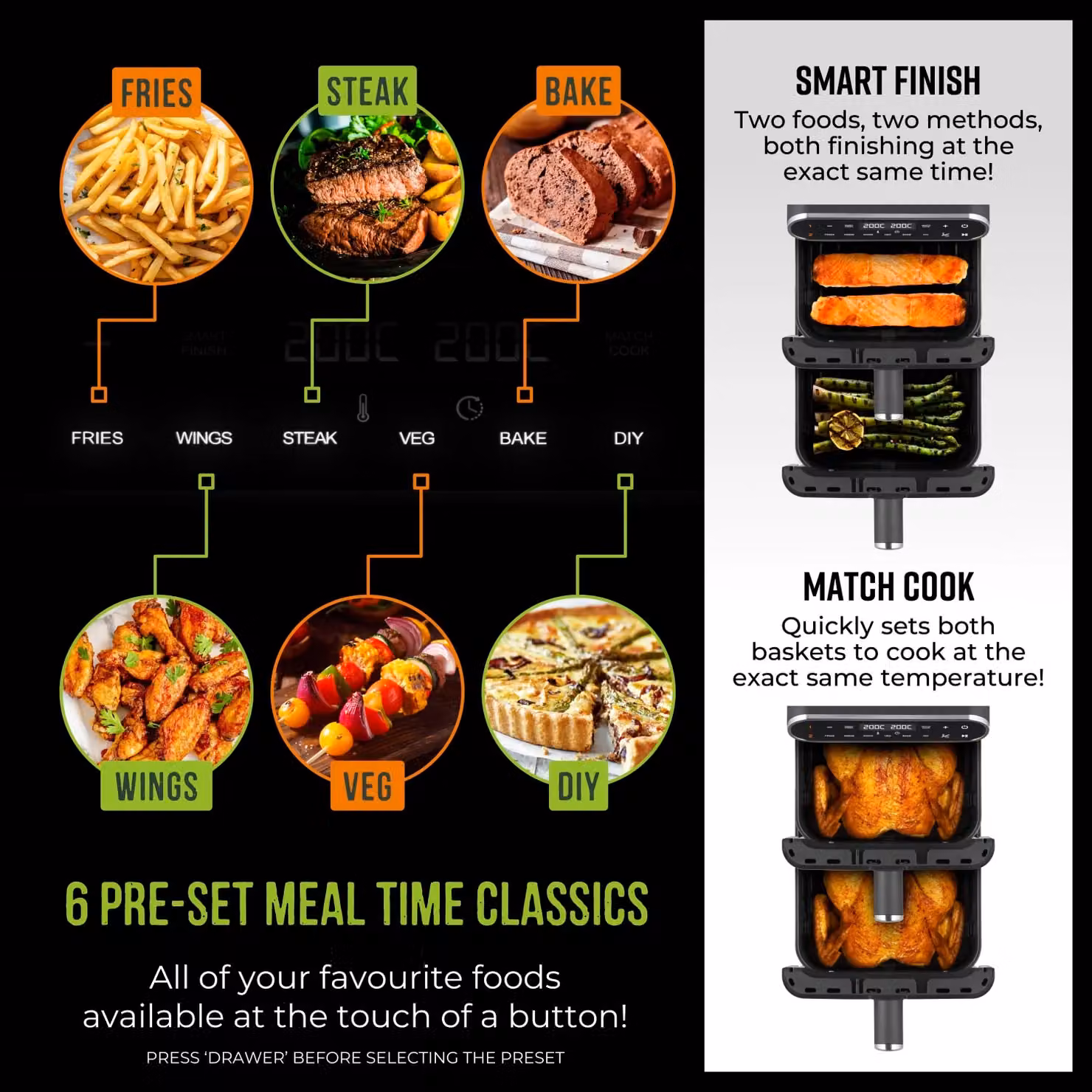 Tower Vortx XL Dual Zone Digital Air Fryer, Black T17190 – 5