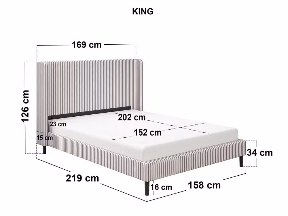 Solace+Co Jovanna Upholstered Bed with Winged Headboard in Brown, W/D/H: 140 x 200 cm – 3