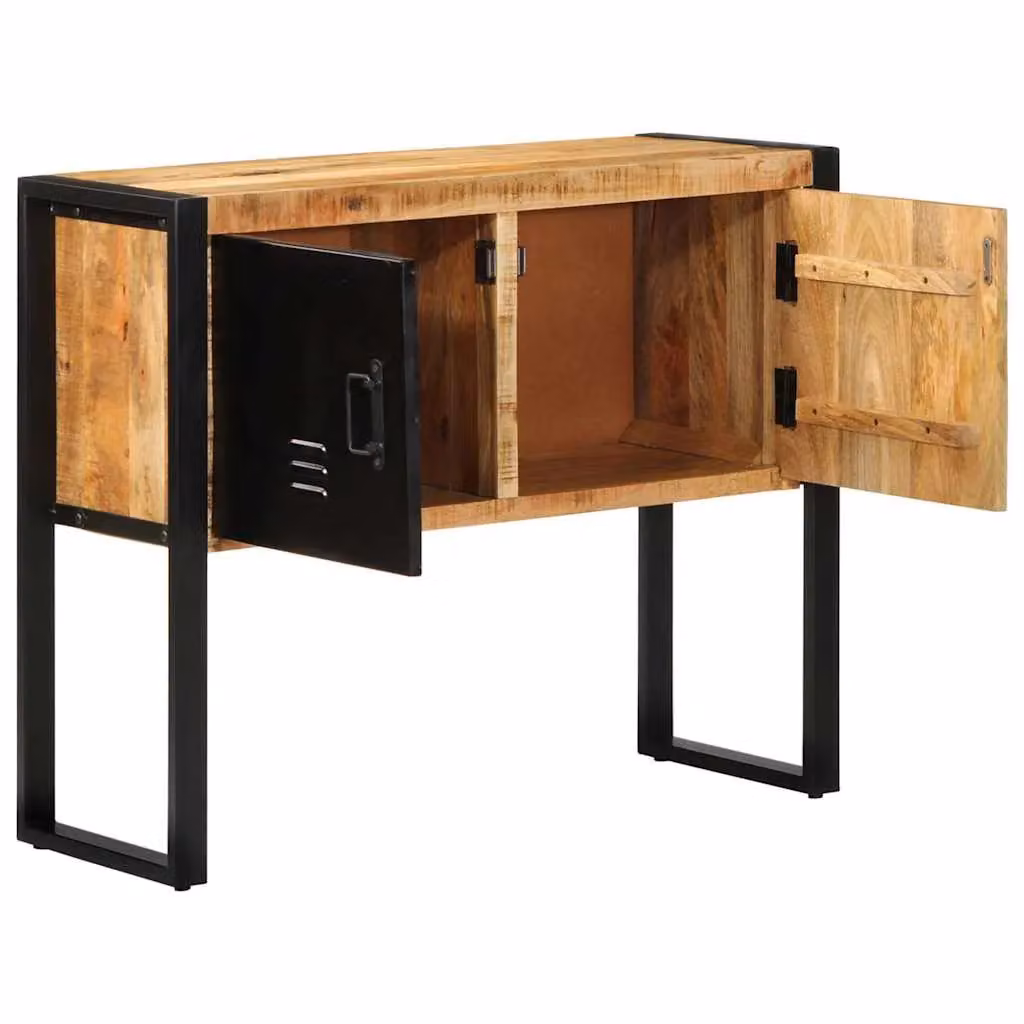 Berkfield Home Console Cabinet in Brown Solid Rough Mango Wood, W/D/H: 90 x 35 x 75 cm – 2