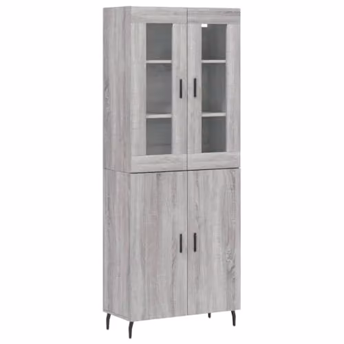 vidaXL Modern Grey Sonoma Highboard Storage Cabinet with Internal Shelves and Hinged Doors, W/D/H: 180 x 47.8 x 69.5 cm – 1