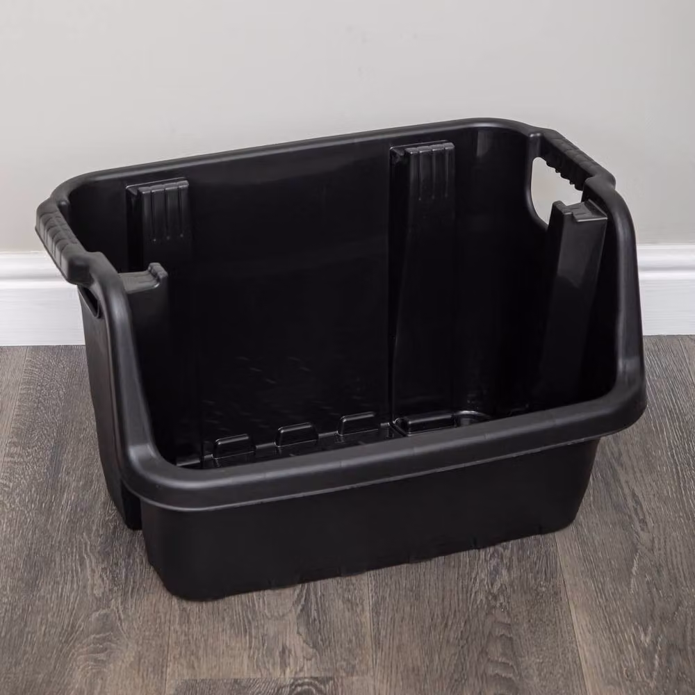 Samuel Alexander 2 Pack of Heavy Duty Stackable Plastic Pick Bin Storage Crates with Handles, Black, W: 36 cm, L: 59 cm – 2
