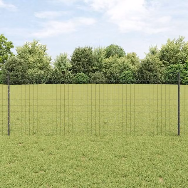 Berkfield Home Euro Fence Steel with 11 U Posts, Grey, 0.8 x 25 m – 1