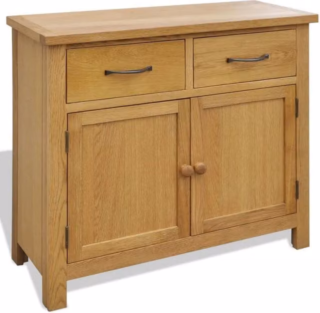 Berkfield Home Rustic Solid Oak Wood Sideboard, Brown, W/D/H: 90 x 33.5 x 83 cm