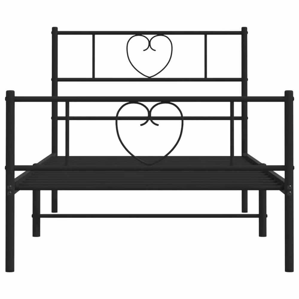 Berkfield Home Metal Bed Frame with Headboard and Footboard in Black, W/D/H: 90 x 190 cm Single – 3