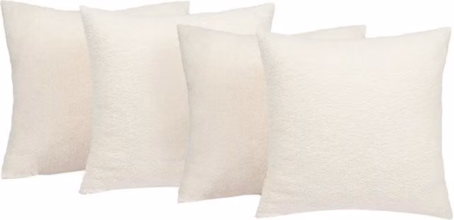 Highams Range Pack of 4 Square Boucle Cushion Covers in Beige, Yellow and White