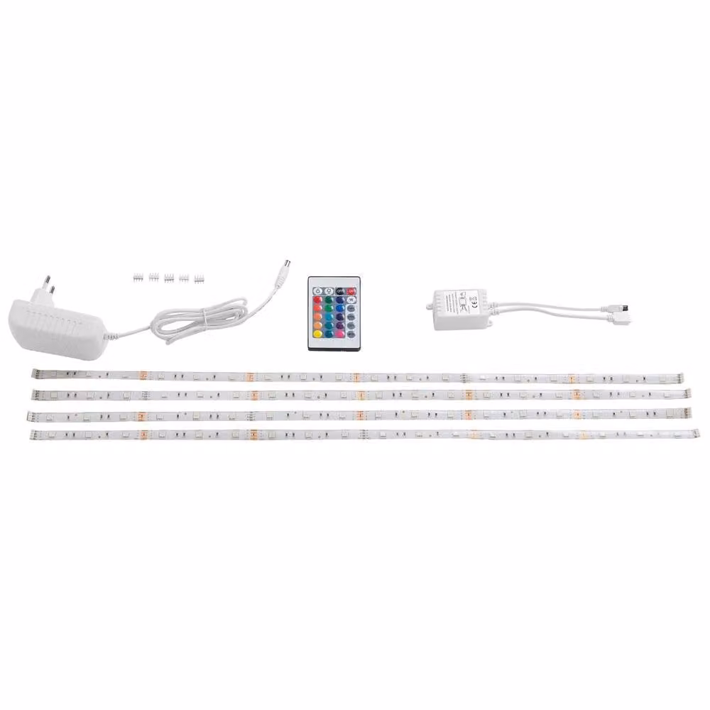 Wyld and Coco KALADAN Set of 4 Multicolour LED Strips with Remote Control, Length: 60 cm