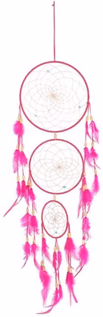 KDMK Triple Boho Dreamcatcher with Feather Tassels and Mandala Design in Pink and Blue