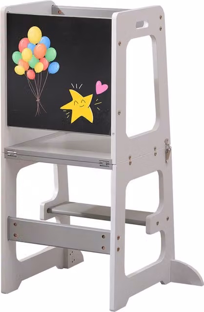 HMD Baby Step Stool in White and Grey, W/D/H: 45 x 37 x 84 cm