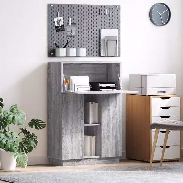 Berkfield Home Grey Sonoma Writing Desk in Engineered Wood – 1