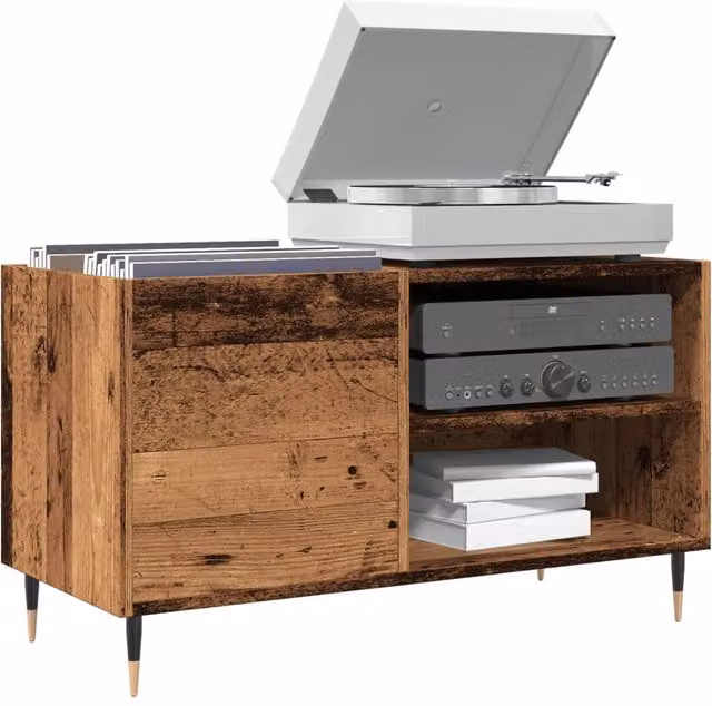 Berkfield Home Record Cabinet in Old Wood Brown, W/D/H: 84.5 x 38 x 48 cm – 1